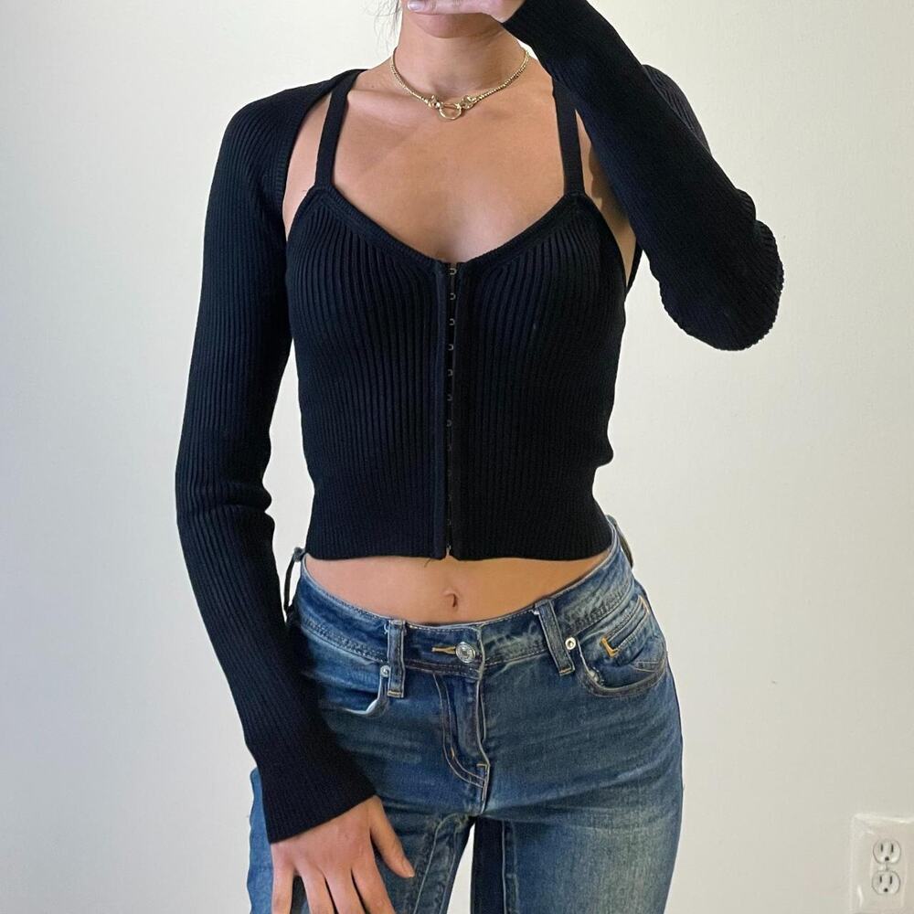 Black Tank Top with Sleeves